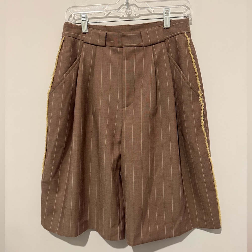 Anthropologie Brown Pinstripe Shorts